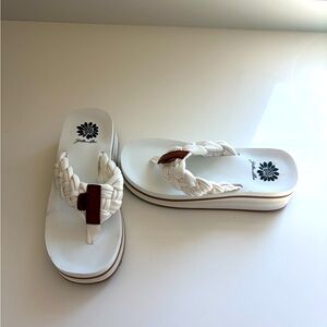 Yellow box flip flops